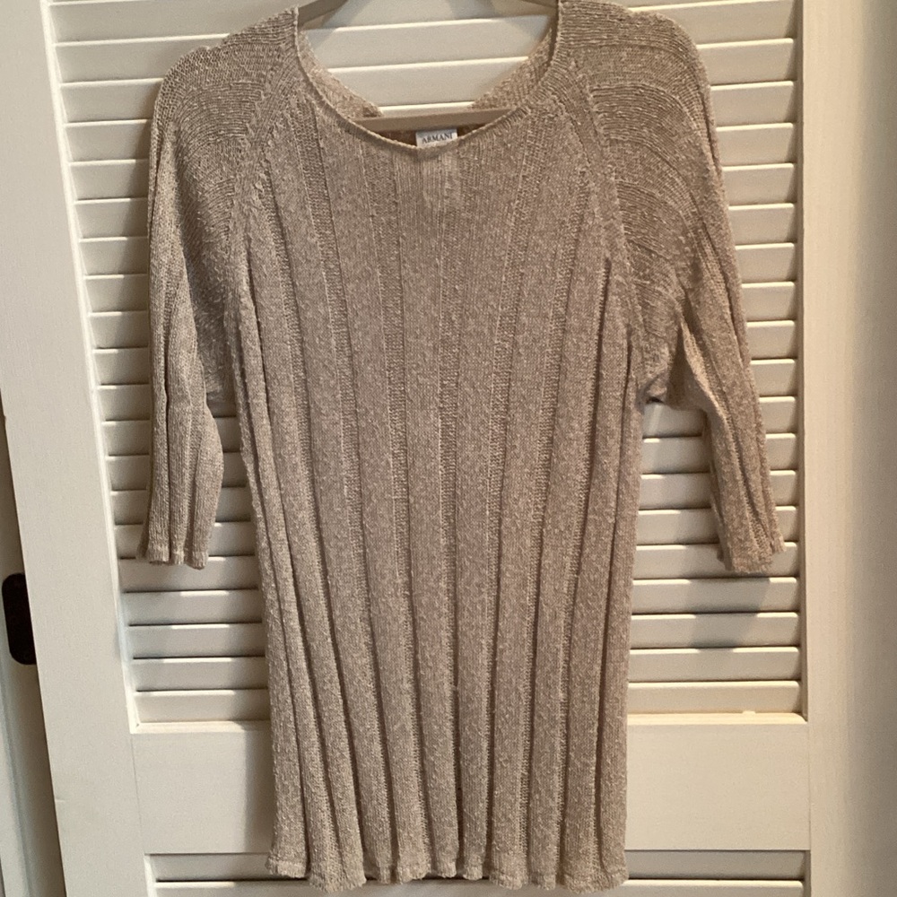 Armani Collezioni Beige Knit Top 3/4 Sleeve size 14